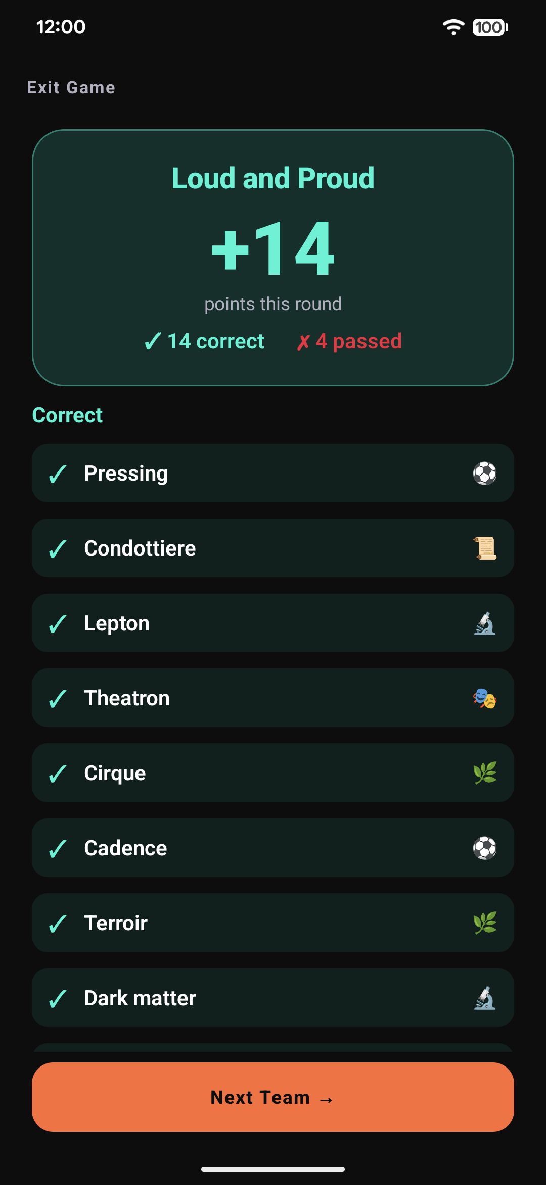 Round result